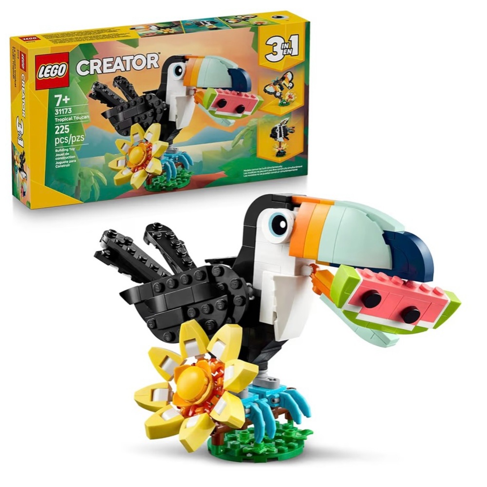 LEGOS NWT 3 in 1 Wild Animals Fish/Butterfly/Toucan Building Toy for Kids Jungle